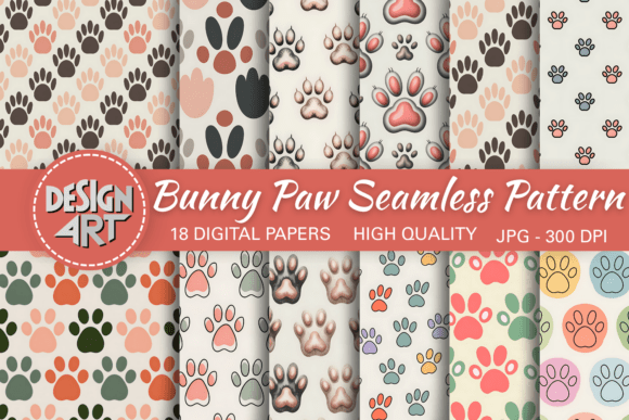 Adorable and Playful: The Bunny Paw Seamless Pattern Collection for Creative Designers