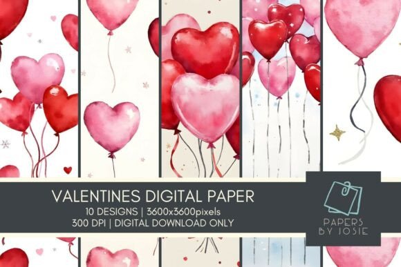 Balloon Hearts Pattern Digital Paper: A Versatile Creative Asset for Designers and Entrepreneurs