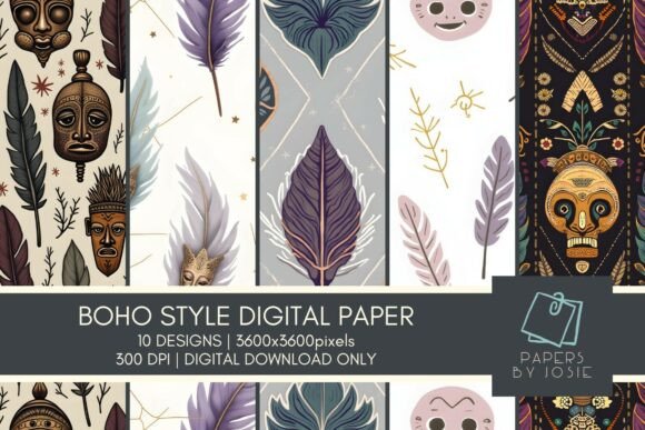 Boho Style Pattern Digital Paper: A Creative Resource for Every Project