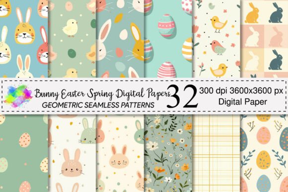 Bunny Easter Spring Digital Papers