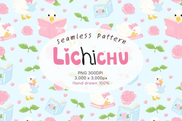 Coquette Bookish Duck Seamless Pattern: A Stylish Choice for Creative Projects