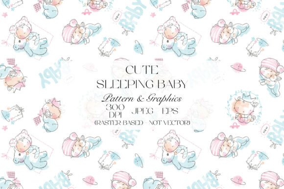 Cute Sleeping Baby Seamless Pattern