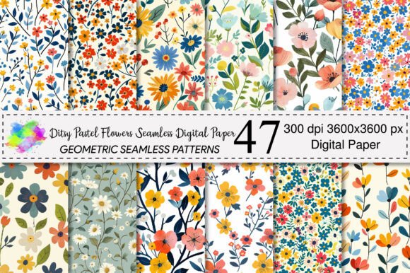 Ditsy Pastel Flowers Seamless Pattern