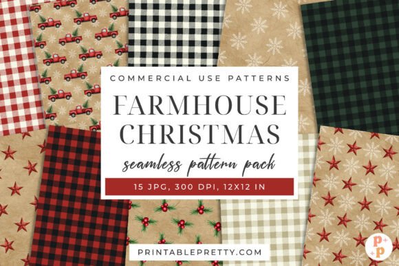 Farmhouse Christmas Digital Papers