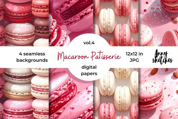 Indulge in Romantic French Pastry Vibes with the Macaron Patisserie Digital Paper Kit