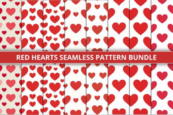 Red Hearts Seamless Pattern Bundle