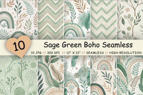 Sage Green Boho Seamless Digital Paper: A Creative Resource for Designers and Artists