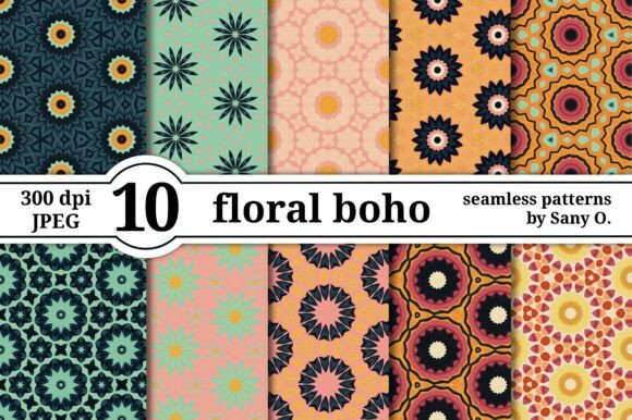 Seamless Floral Boho Pattern Background