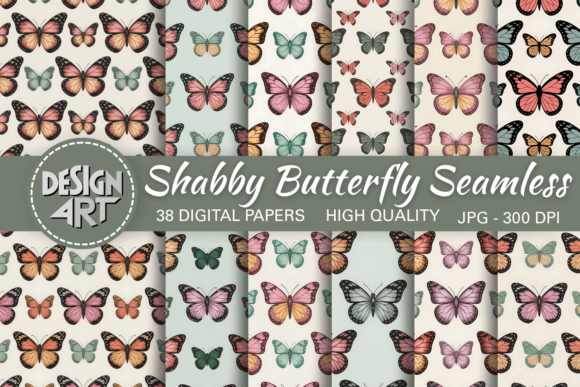 Shabby Butterfly Seamless Pattern