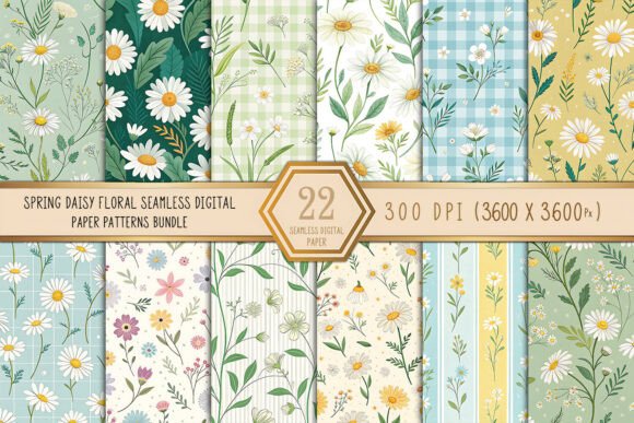 Spring Daisy Floral Seamless Digital