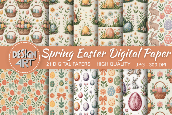 Spring Easter Digital Paper Pattern