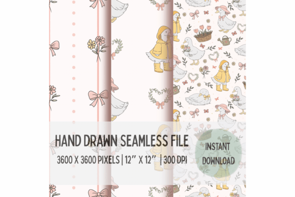 Spring Geese Seamless Pattern Bundle