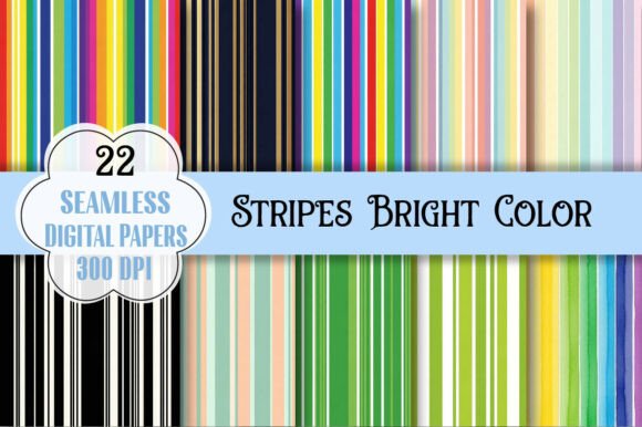 Stripes Digital Paper, Bright Color