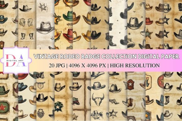Vintage Rodeo Badge Collection Digital P