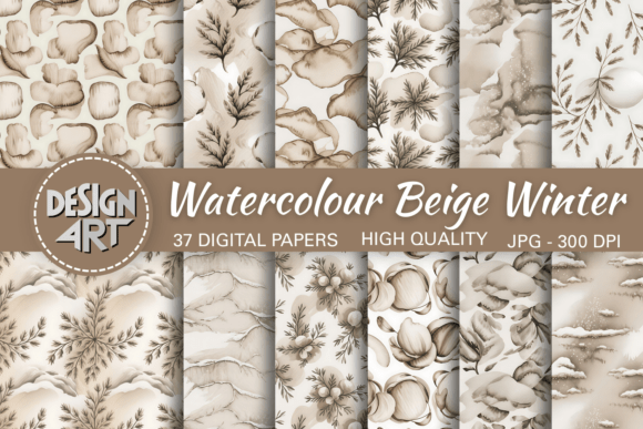 Watercolor Beige Winter Digital Pattern