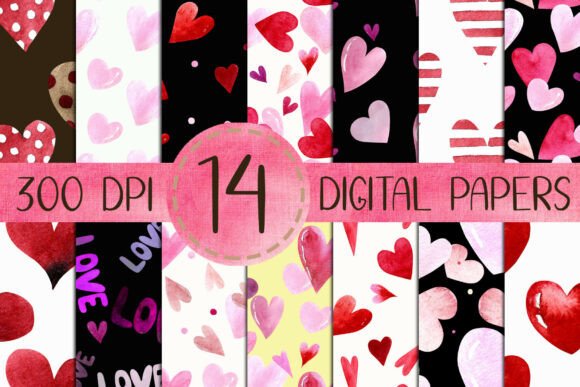 Watercolor Hearts Seamless Pattern