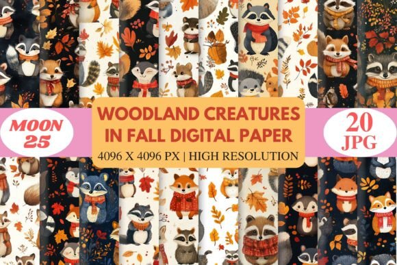 Woodland Creatures in Fall Digital Paper: A Cozy Addition to Your Creative Projects